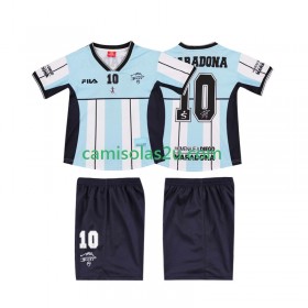 Camisolas de futebol Argentina MARADONA 10 2000 Retro Criança Equipamento Principal Manga Curta